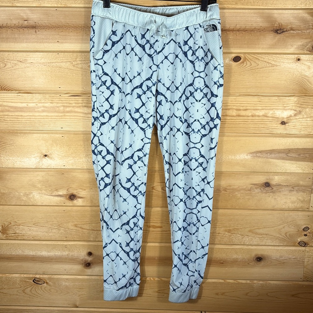 The North Face Flashdry Jogger Pants Womens 4 White Blue Tie-Dye Polyester